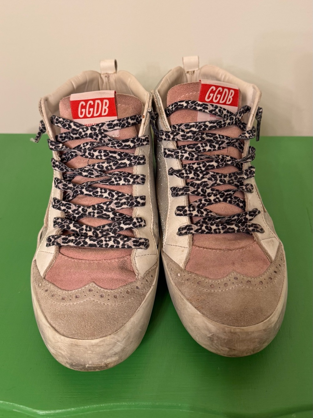 Golden Goose Pink, Silver & White Star Sneakers